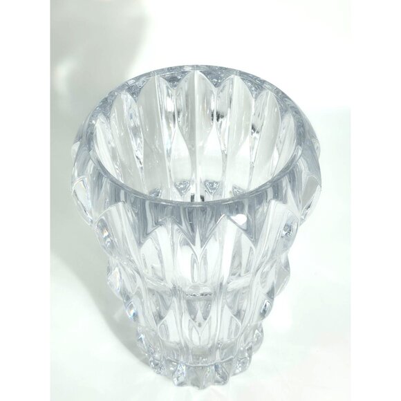 Mikasa Impulse 10" Crystal Vase XY535/626 Slovenia Heavy Clear Ribbed Vintage - Picture 5 of 14